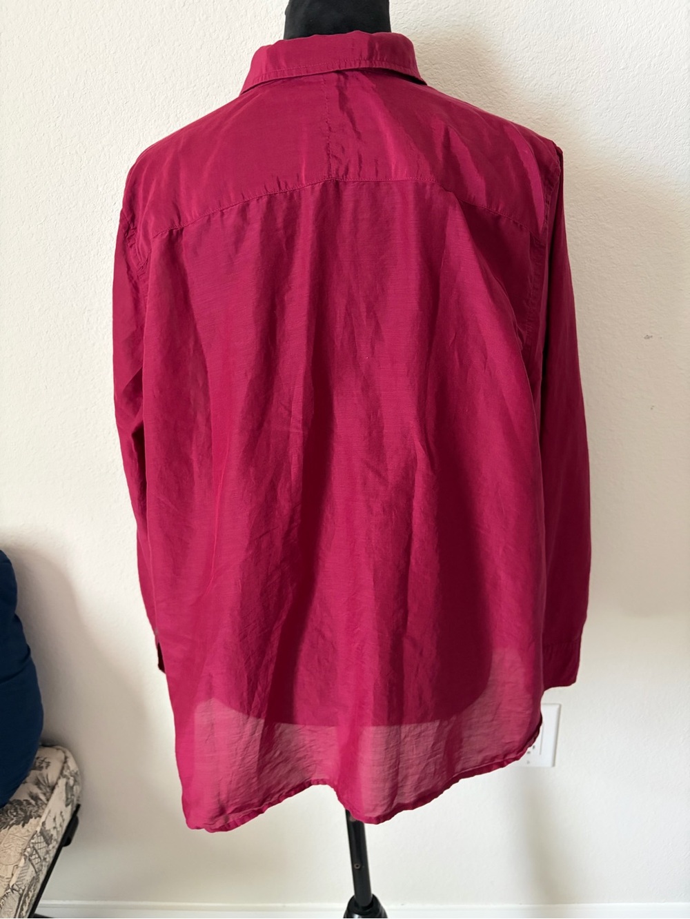 Lauren Ralph Lauren burgundy silk Blend button down shirt size 1X - Picture 3 of 10